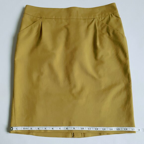 KENAR Pencil Skirt with Pokets and Back Slit in Ocre Yellow - Picture 7 of 16